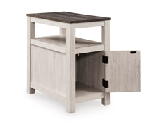 Brown Gray/Antique White chairside end table with storage and USB charging, product view 2 - 8
