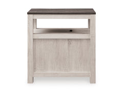 Brown Gray/Antique White chairside end table with storage and USB charging, product view 4 - 10