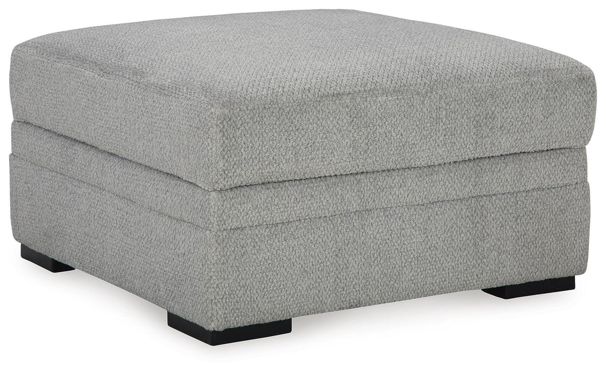 Cement, complete storage ottoman with lid closed