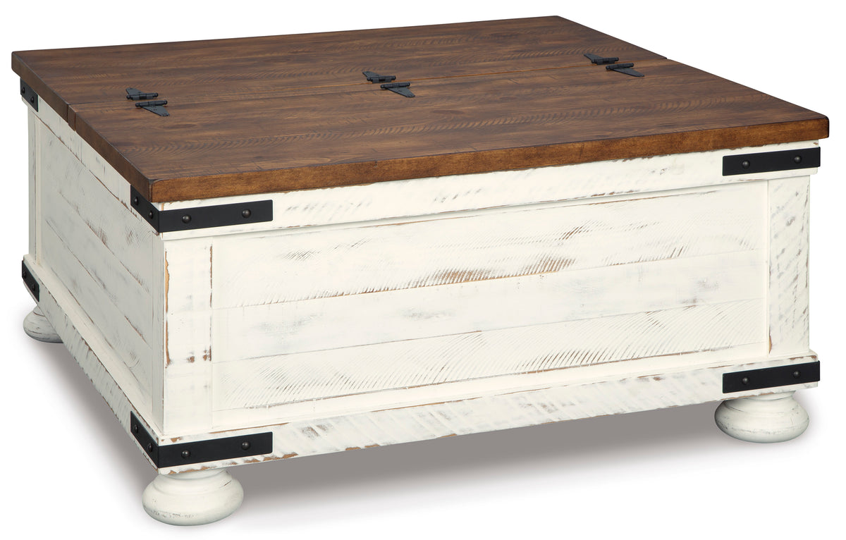 White/Brown Storage Coffee Table, full product view