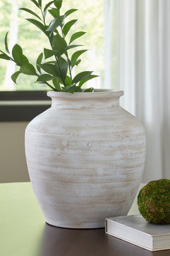 Distressed White 12-inch vase, full product view - 9