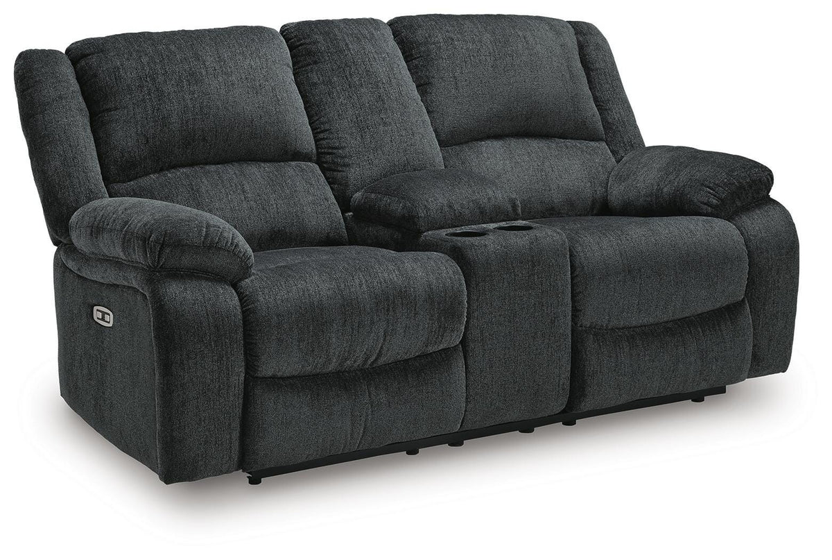 Slate, full loveseat closed angled view