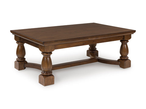 Brown Rectangular Coffee Table with Turned Legs