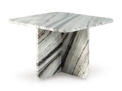 Black/White/Taupe Baretton 26-inch marble table, full product view - 1
