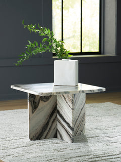 Black/White/Taupe Baretton 26-inch marble table, product view 6 - 6