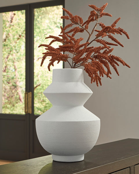 Naveen White Geometric Polyresin Vase
