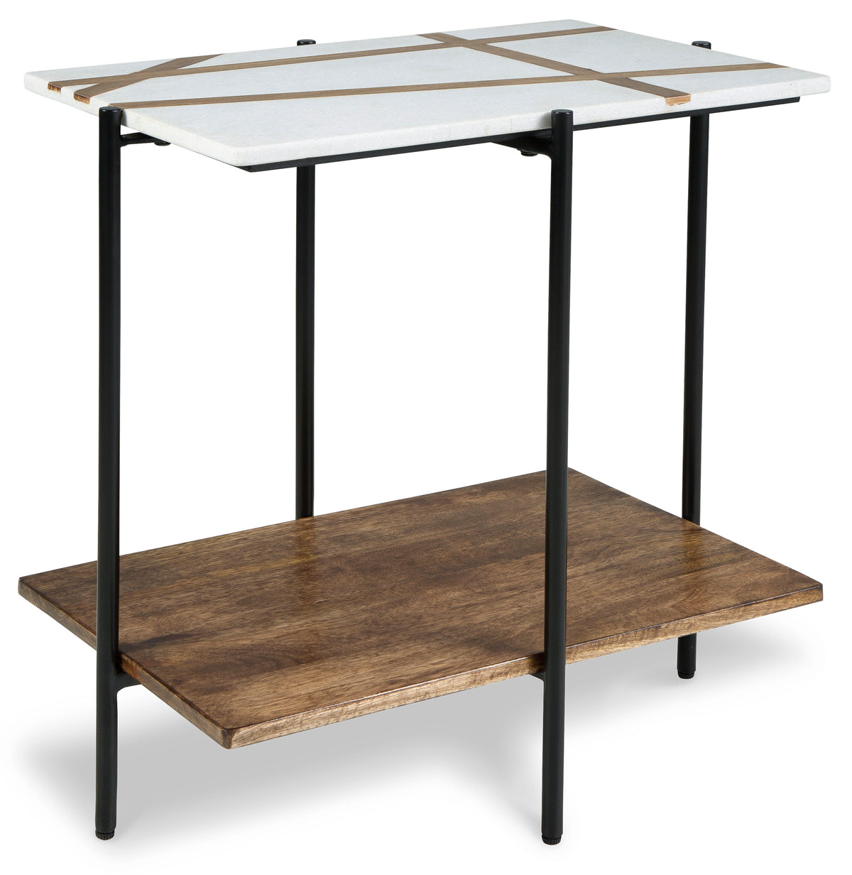 White/Light Brown Accent Table, full product view