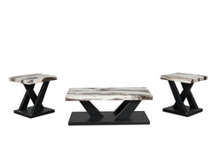 Dark Brown/White/Black three-piece table set, product view 2 - 2