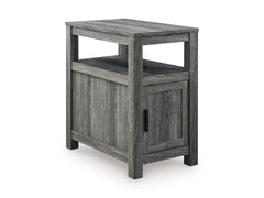 Brown/Gray chairside end table with storage and USB charging, full product view - 13