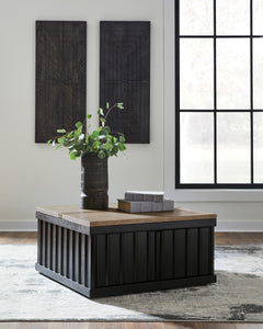 Black/Light Brown square lift top cabinet coffee table, product view 5 - 5