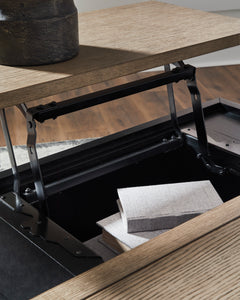 Black/Light Brown square lift top cabinet coffee table, product view 6 - 6