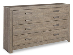Gray, complete six-drawer dresser, angled view - 1