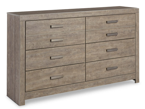 Vintage Gray Six-Drawer Dresser with Pewter-Tone Pulls