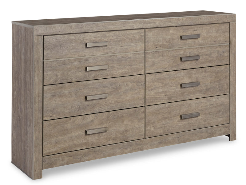 Vintage Gray Six-Drawer Dresser with Pewter-Tone Pulls