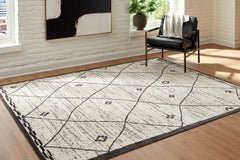 Cream/Black 95" x 120.75", room view; furniture excluded - 2