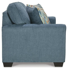 Blue, complete loveseat side view - 4