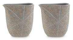 Antique Gold Finish 10.5-inch height vase set, complete two-vase set - 1