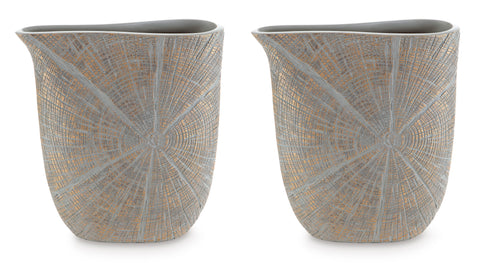 Ardenley Antiqued Gold Tone Starburst Vase Set of 2