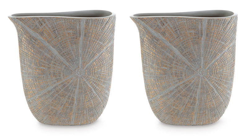 Ardenley Antiqued Gold Tone Starburst Vase Set of 2