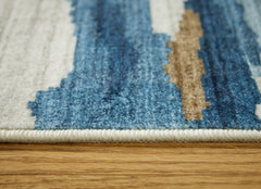 Cream/Blue/Brown 8' x 10', pile and edge detail - 3