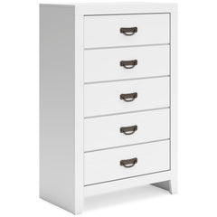White, complete five-drawer chest, angled view - 1