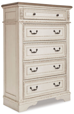 Two-tone, complete five-drawer chest, angled view - 1