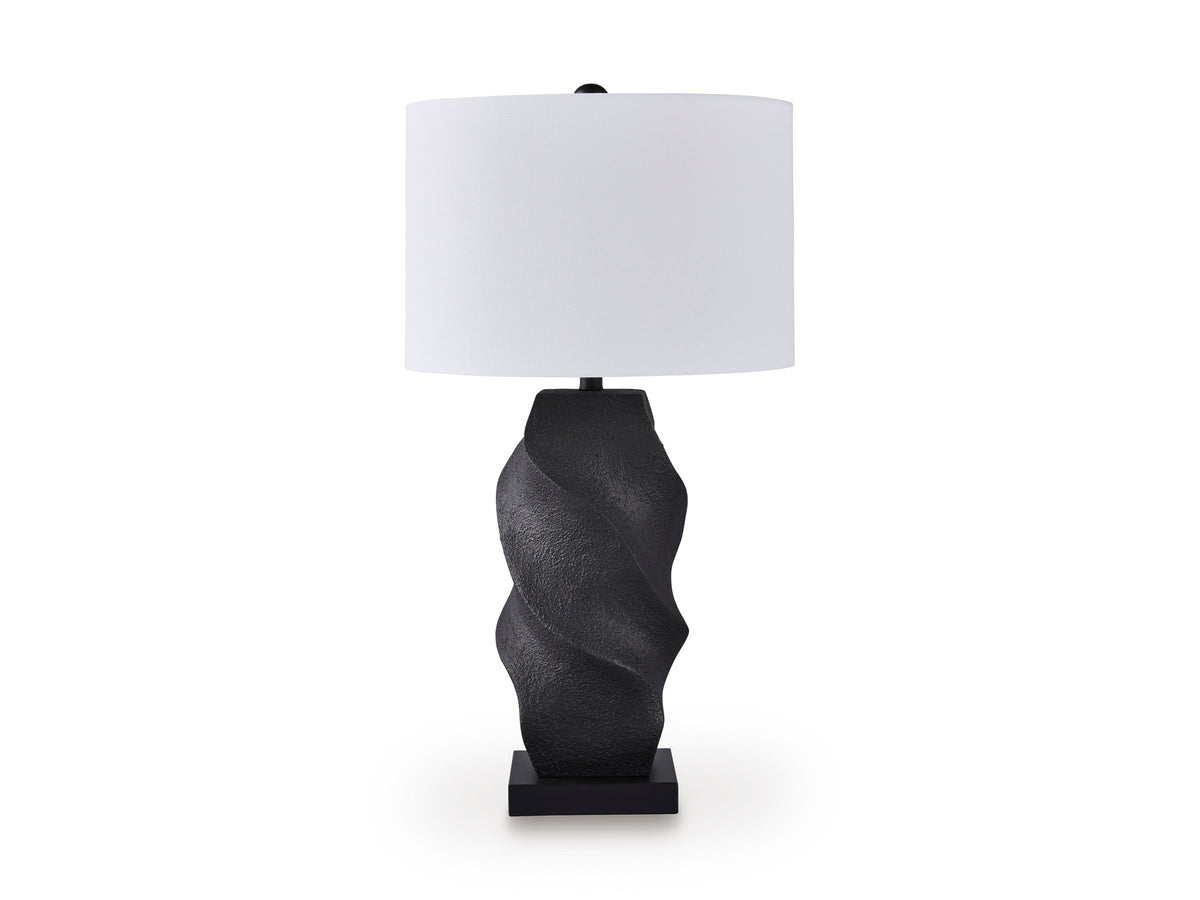 Black table lamp, full product view
