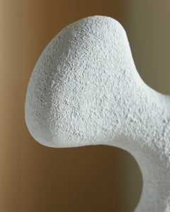 White/Brown white abstract sculpture with brown wood base, product view 4 - 4