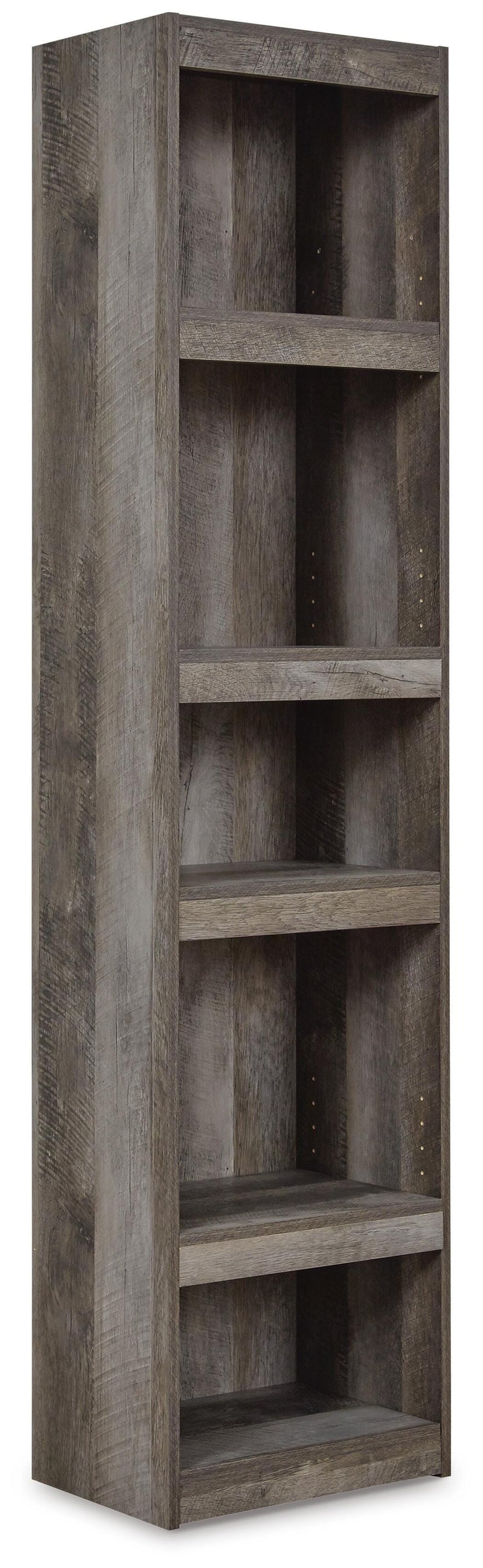 Gray Oak-Grain Open Shelving Pier with Adjustable Shelves