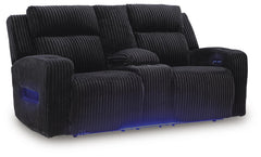 Black, full loveseat in closed position - 1
