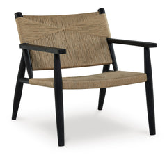 Black/Natural Wood Frame Accent Chair, full product view - 1