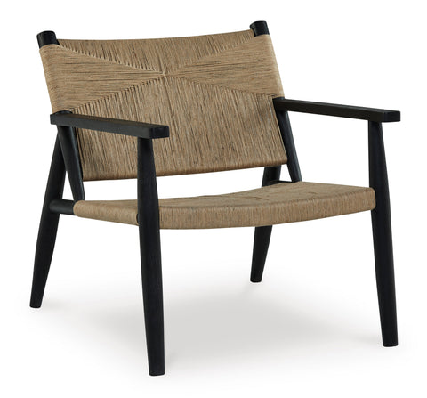 Natural Jute Accent Chair with Matte Black Wood Frame