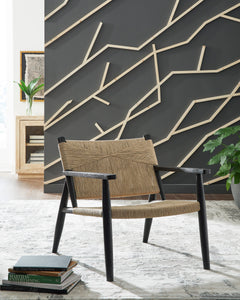Black/Natural Wood Frame Accent Chair, product view 5 - 5