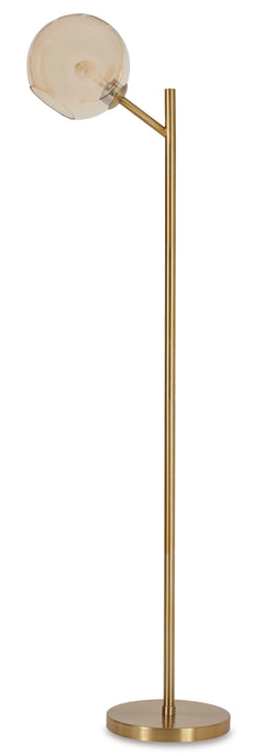 Amber/Gold Finish floor lamp, full product view - 1