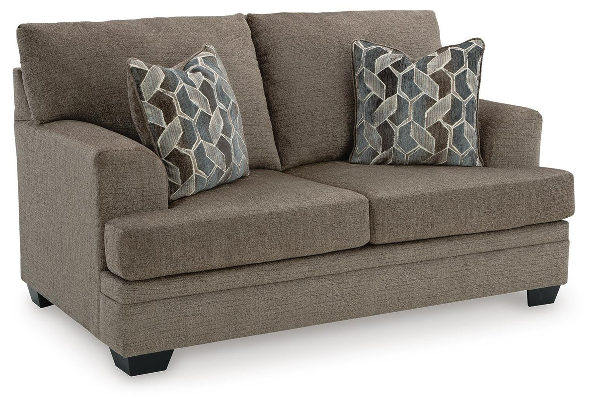 Nutmeg, complete loveseat angle view