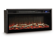 Black, complete fireplace insert angled product view - 2