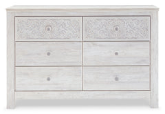 Whitewash, full front view of dresser - 2
