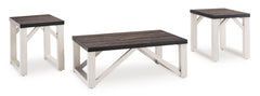 Antique White three-piece table set, full product view - 1