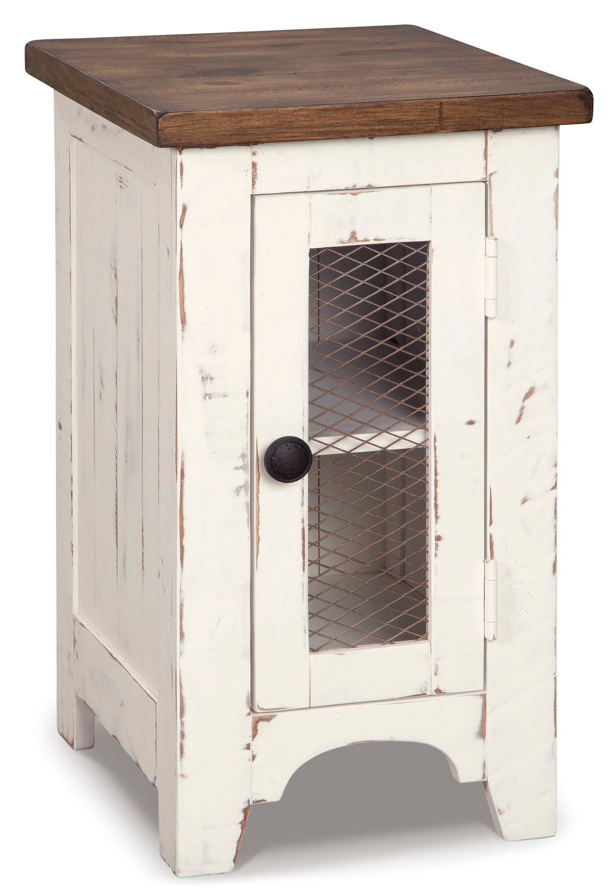 White/Brown Chairside End Table, full product view