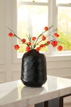 Black 10-inch height vase, full product view - 5