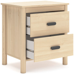 Tan, nightstand with drawers open - 2