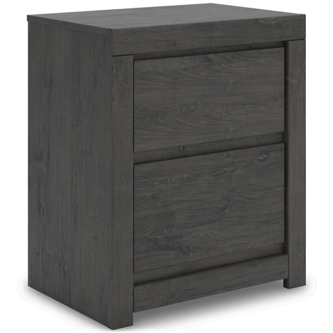 Charcoal Two-Drawer Nightstand with Dual USB-C Charging