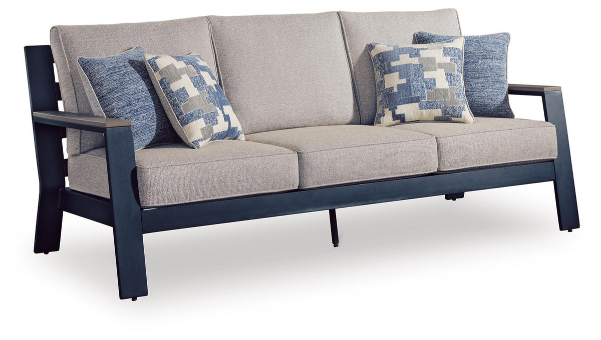 Navy Blue/Driftwood, full sofa with cushions and four pillows