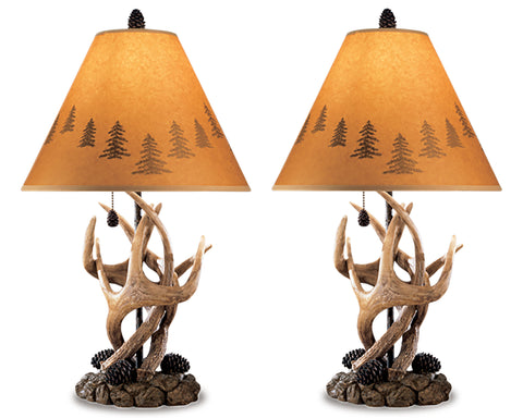 Derek Rustic Antler-Style Table Lamps — Set of 2