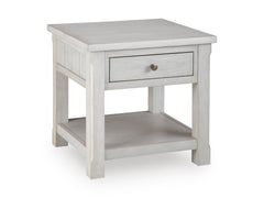 Antique White drawer and shelf end table, full product view - 1