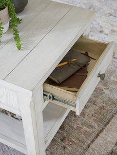 Antique White drawer and shelf end table, product view 6 - 6