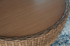 Beige, tabletop and woven edge detail - 4