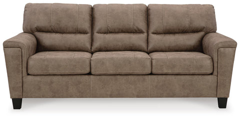 Modern Faux Leather Sofa in Fossil or Smoke