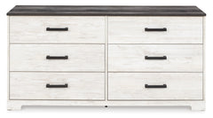 Whitewash/Charcoal Gray / 59.02 in wide, full front view of dresser - 7
