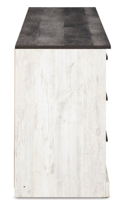 Whitewash/Charcoal Gray / 59.02 in wide, side view of dresser - 9